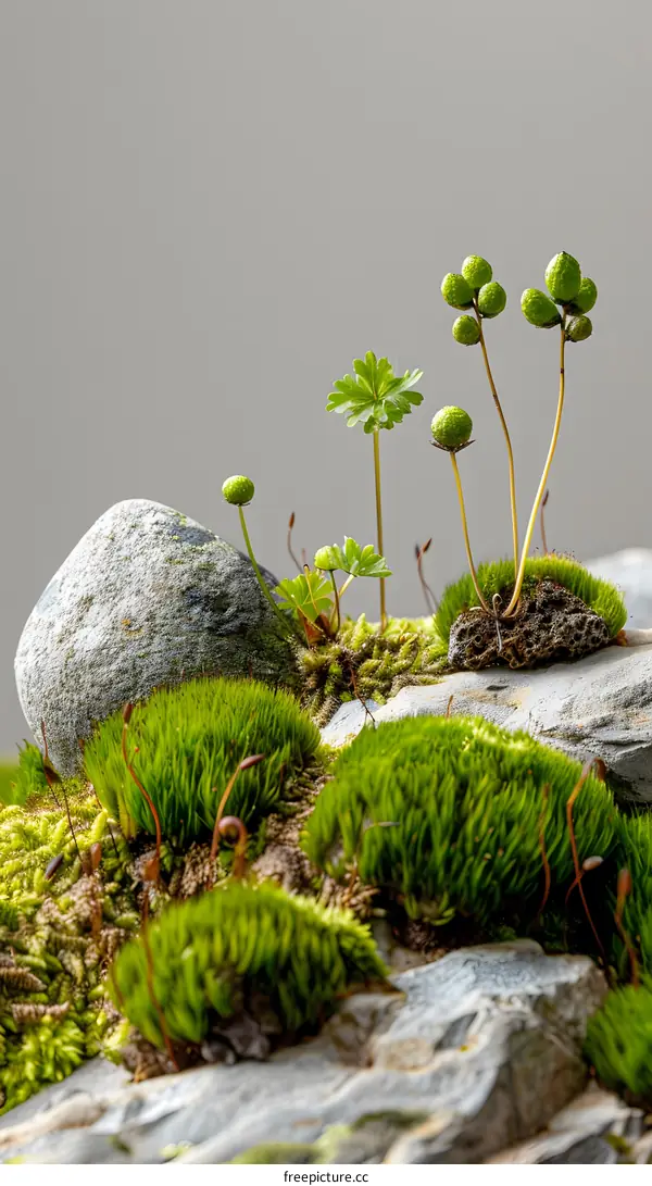 Close Up of Green Moss Growing on Rock