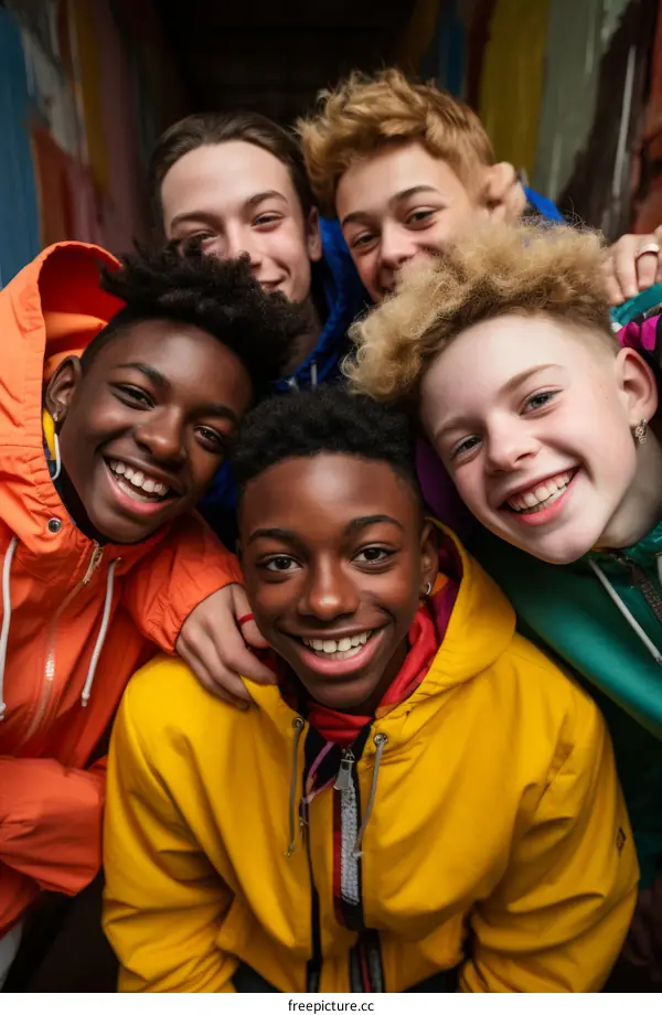 Diverse Teenagers United in Joy