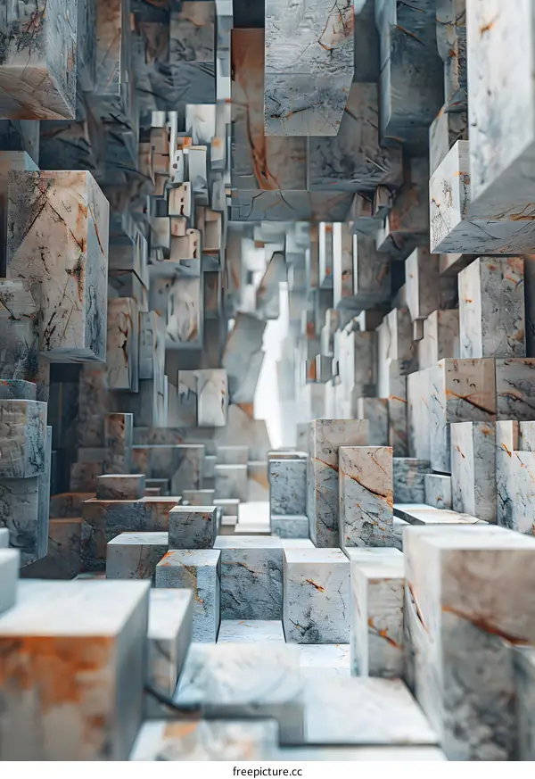 Light and Shadow Interplay: Marble Corridor with Dazzling Visual Effects