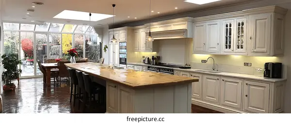 Elegant Open-Plan Kitchen with Garden View