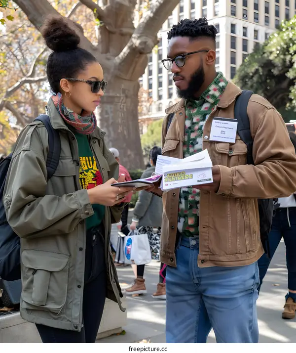 Two People Talking In The Street