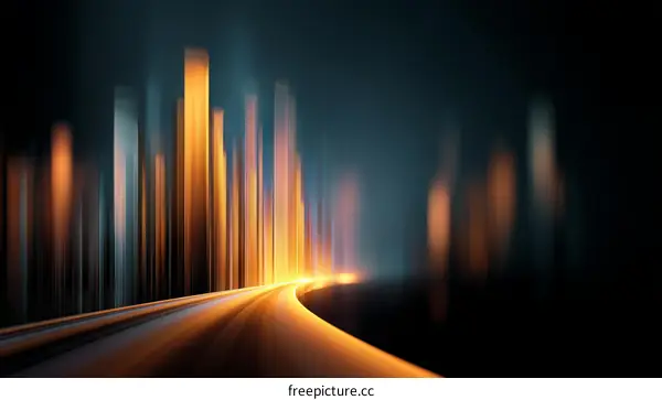 Abstract Cityscape at Night with Moving Lights