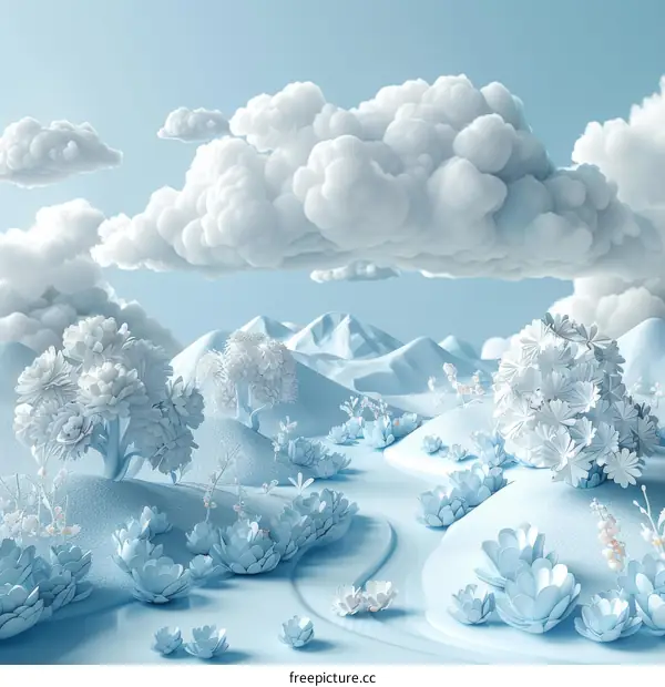 Pastel Winter Wonderland Landscape Illustration