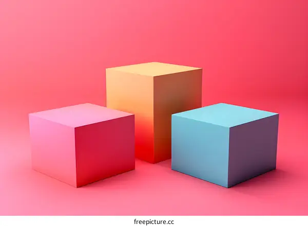 Three boxes on a pink background