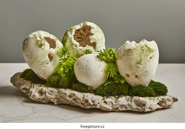 Decorative Eggshell Planter With Moss