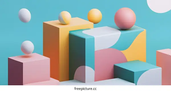 Abstract 3D Geometric Shapes Minimalist Design