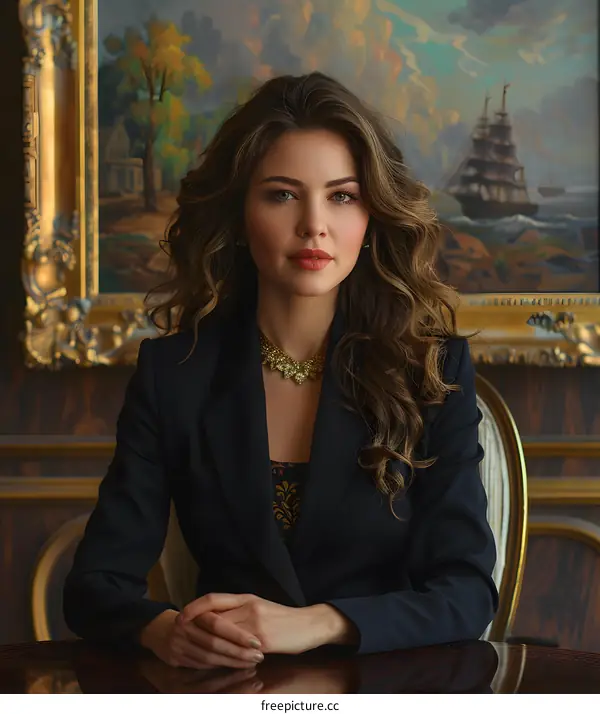 portrait of a beautiful young woman in a black suit