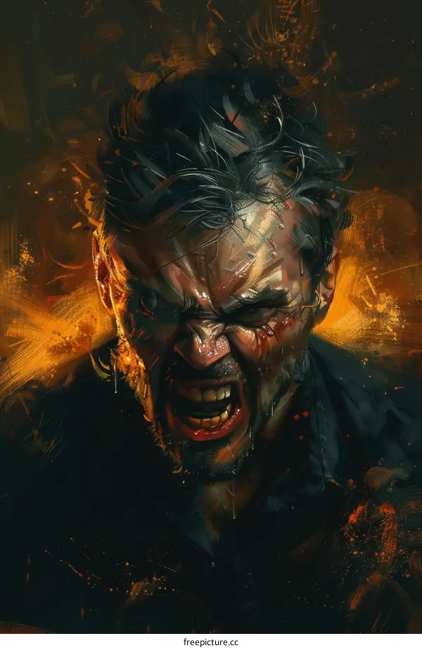 Angry Man Face Portrait Art Illustration