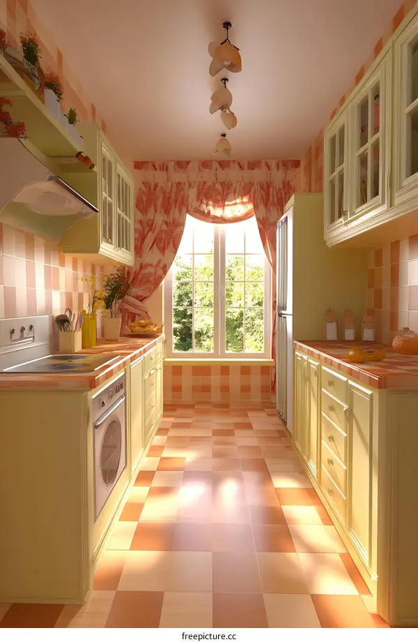 Interior Design of a Small Kitchen with Yellow Cabinets