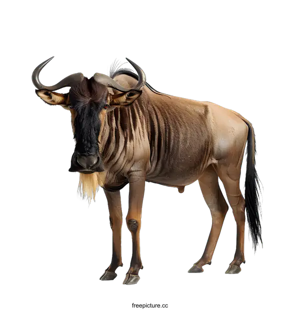 [Transparent Background PNG]Studio shot of a wildebeest