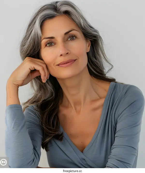 portrait of a beautiful woman with gray hair