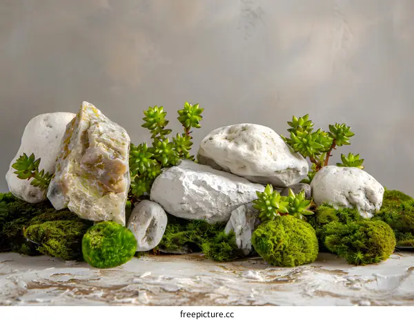 Green Moss and Rocks Garden Decoration