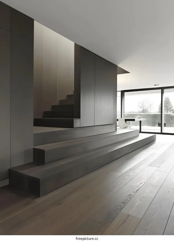 Modern Wooden Staircase In Interior Design