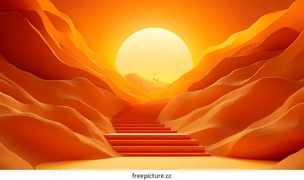 Abstract Desert Sunset Stairway Scene