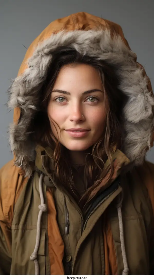 Portrait of a Young Woman in a Fur-Lined Hood