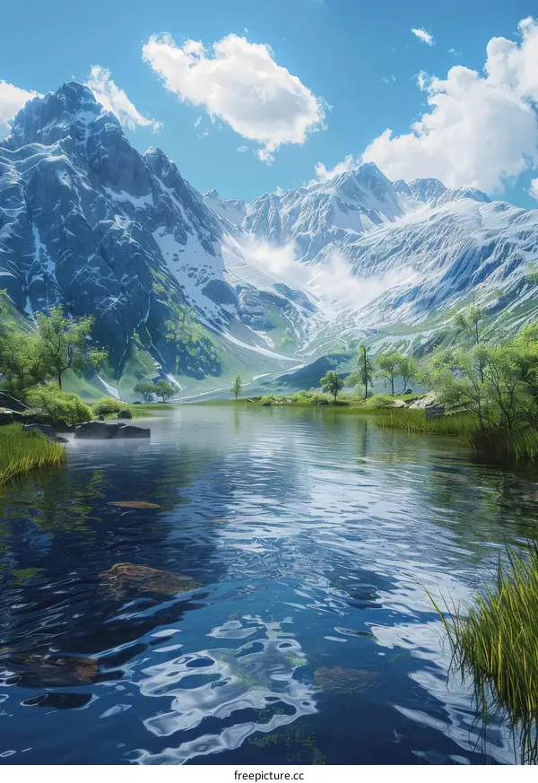 Serene Mountain Lake Landscape