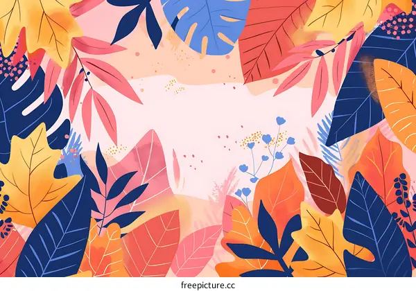 Colorful Floral Leaves Background Illustration