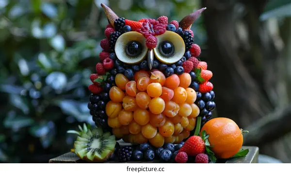A Fruitful Owl Sculpture