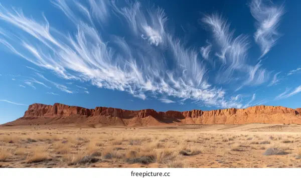 Desert Rock Formations Under a Blue Sky