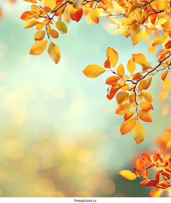 Autumn Leaves Background With Bokeh Effect