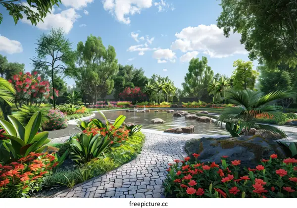 A lush garden landscape