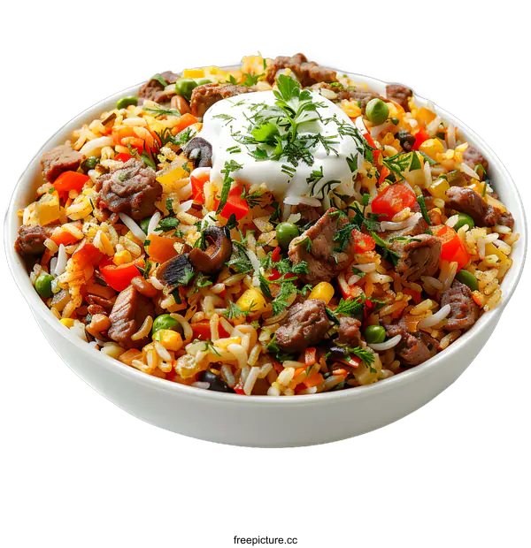 [Transparent Background PNG]Beef and Vegetable Fried Rice