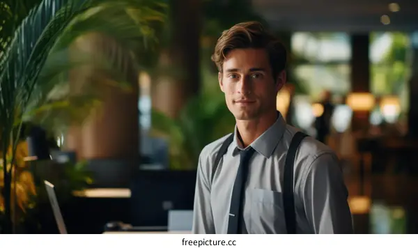 Portrait of a young businessman in a shirt and tie