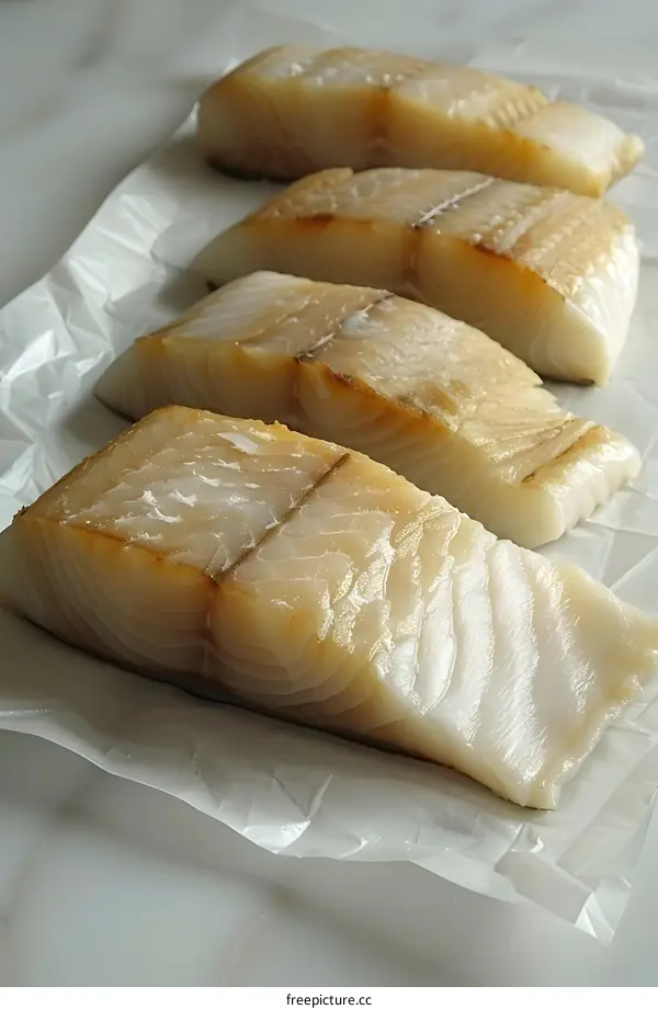 Fresh Cod Fillets on Parchment Paper