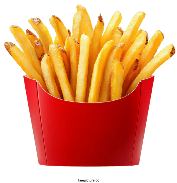 [Transparent Background PNG]Crispy French Fries in a Red Box
