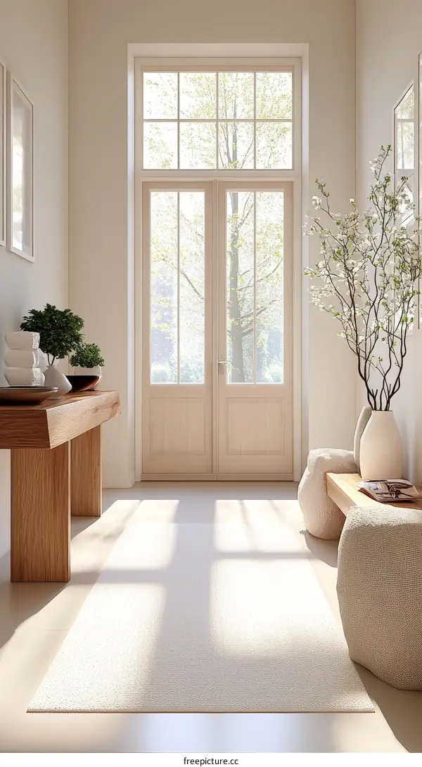 Modern Minimalist Entryway Interior Design with Natural Light