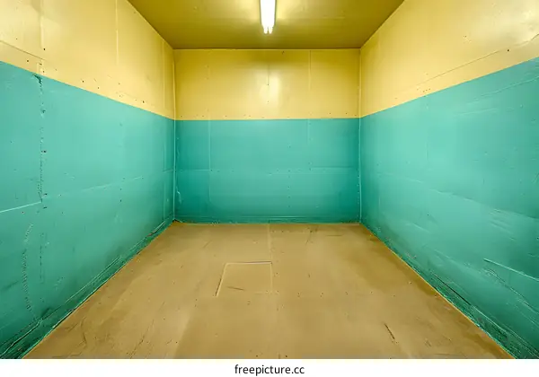 Empty Room with Yellow and Green Walls