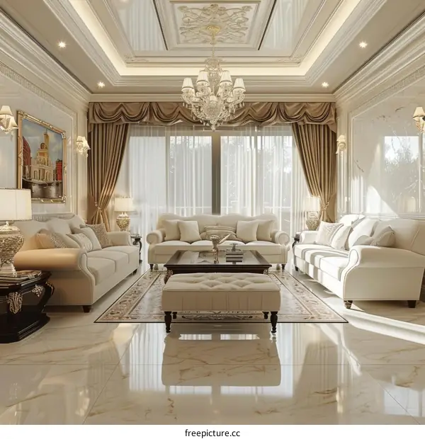 Luxury Living Room Interior Design Illustration