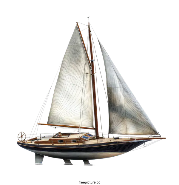 [Transparent Background PNG]Vintage Sailboat Illustration Against White Background