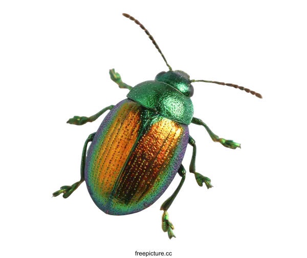 [Transparent Background PNG]Close-up of a Metallic Colorful Beetle