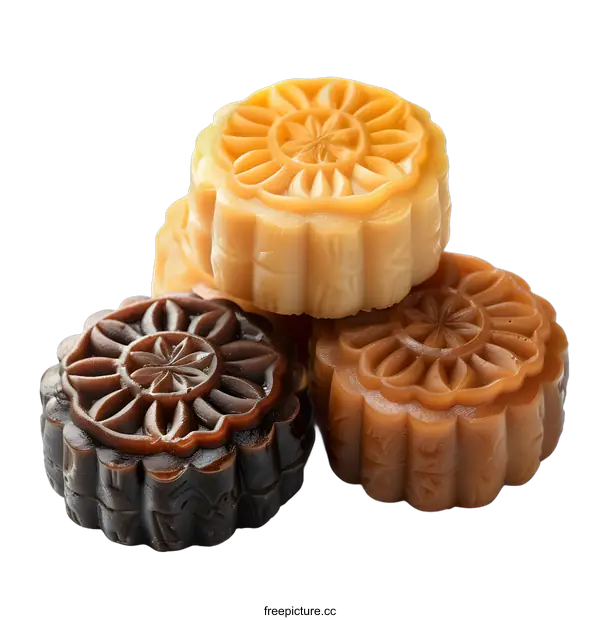 [Transparent Background PNG]Assorted Mooncakes on White Background