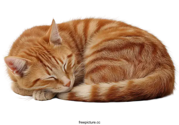 [Transparent Background PNG]Ginger Cat Sleeping on White Background