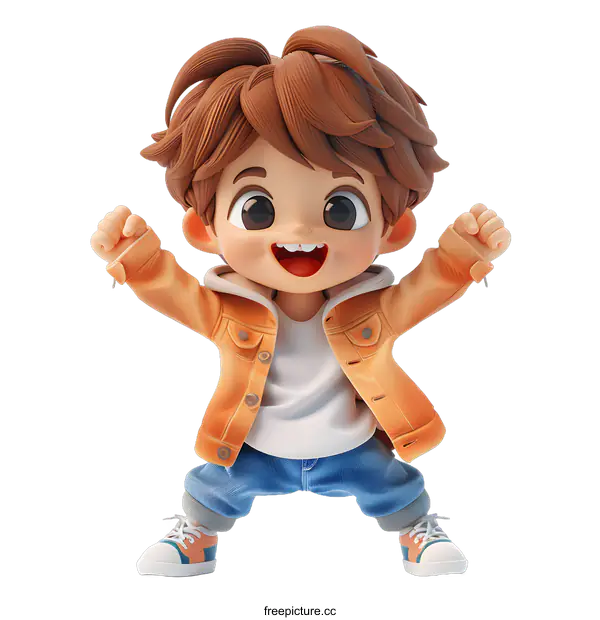 [Transparent Background PNG]Cute Cartoon Boy Illustration With Happy Face