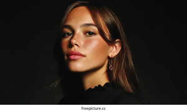 Close-up Portrait of a Caucasian Woman with Beautiful Skin