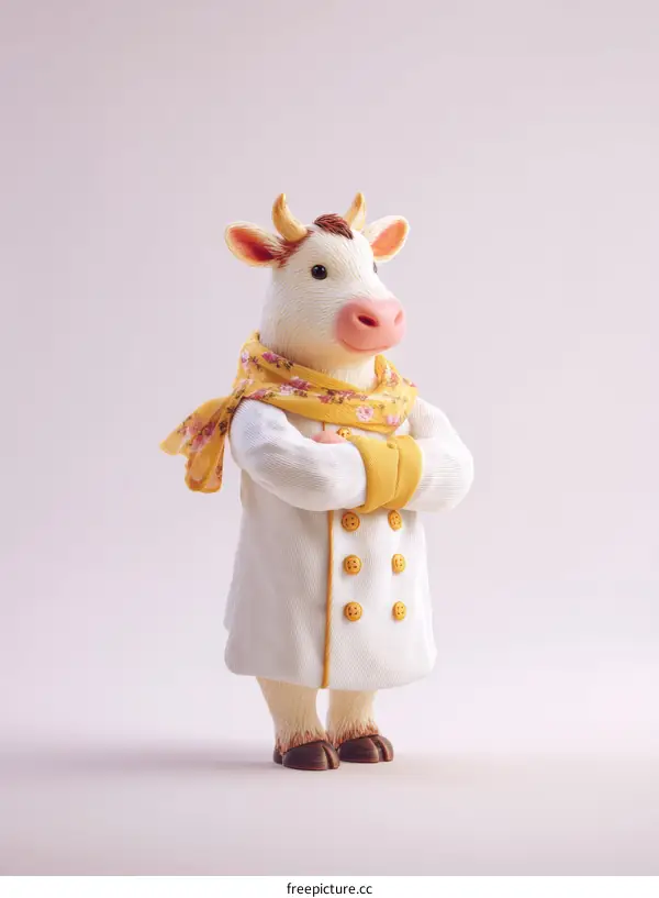 Cute Cartoon Cow Chef with Yellow Scarf