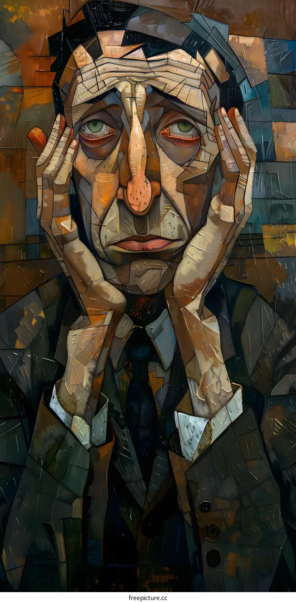 A portrait of a man with his hands on his head