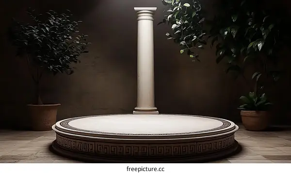 Ancient Greek Style Column and Round Platform