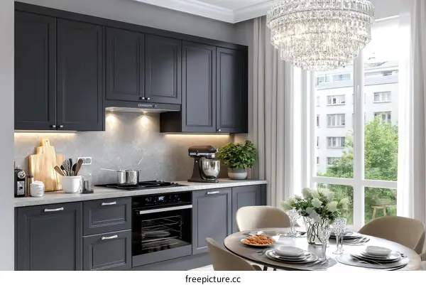 Modern Elegant Kitchen Dining Area Illustration