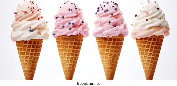 Delicious Colorful Ice Cream Cones