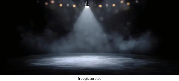 Empty Stage with Spotlight and Smoke Effect