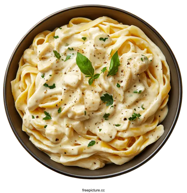 [Transparent Background PNG]Creamy Chicken Fettuccine Pasta Dish