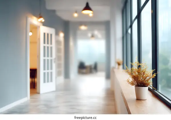 Modern Office Corridor with Natural Light
