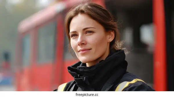 Female Firefighter Portrait in Urban Setting