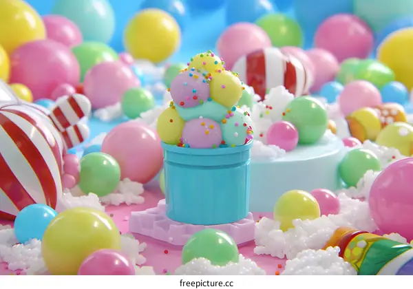 Colorful Candy Background With  Spriinkles and Balls