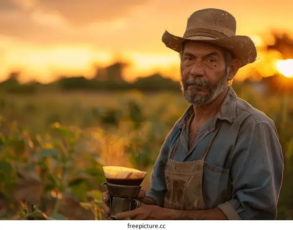 Portrait of a Cuban farmer at sunset