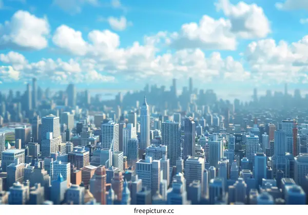 Miniature Cityscape under Blue Sky